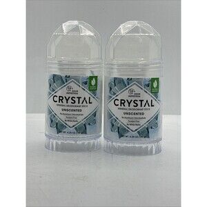 Crystal Mineral Deodorant Unscented No Aluminum 24 Hour Odor Protection 2 Pack